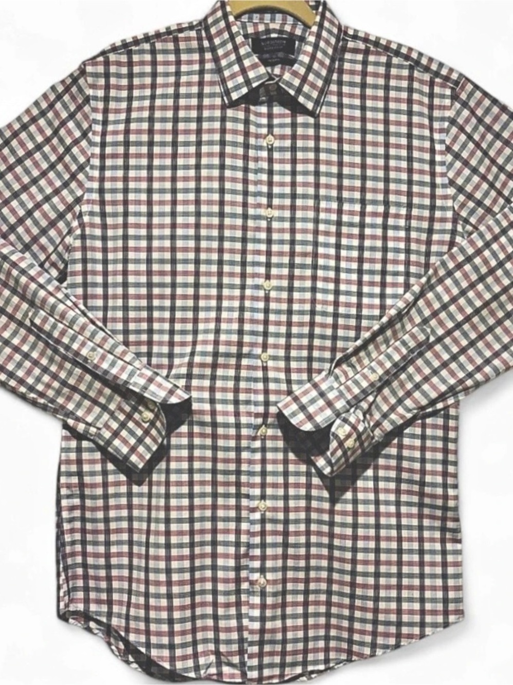 Nordstrom Men's Shop Smartcare Wrinkle-Free Trim Fit Plaid Dress Shirt Medium